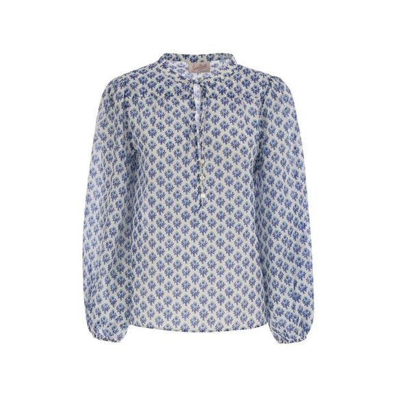 MC2 SAINT BARTH Tops - MC2 SAINT BARTH Printed Cotton Poplin Shirt Women BLUE Shirts